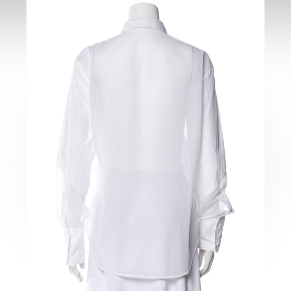 Dion Lee White Buttondown Blouse with Sheer Size US 8 - Picture 3 of 11